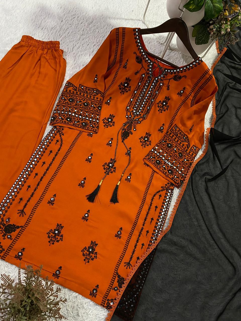 Stunning Embroidered Rayon Suit Set