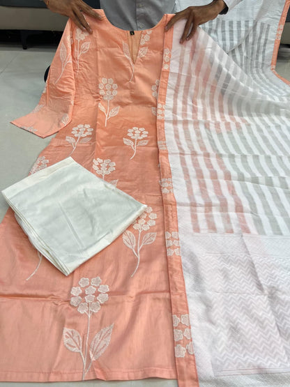 Stylish Mul Chanderi Floral Kurta Set