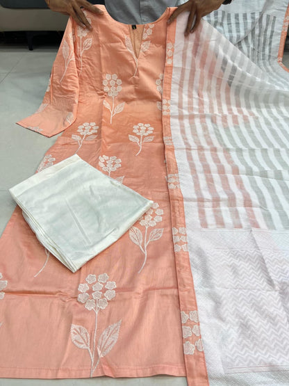 Stylish Mul Chanderi Floral Kurta Set