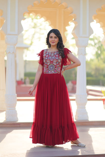 Designer Embroidered Blooming Maxi Dress