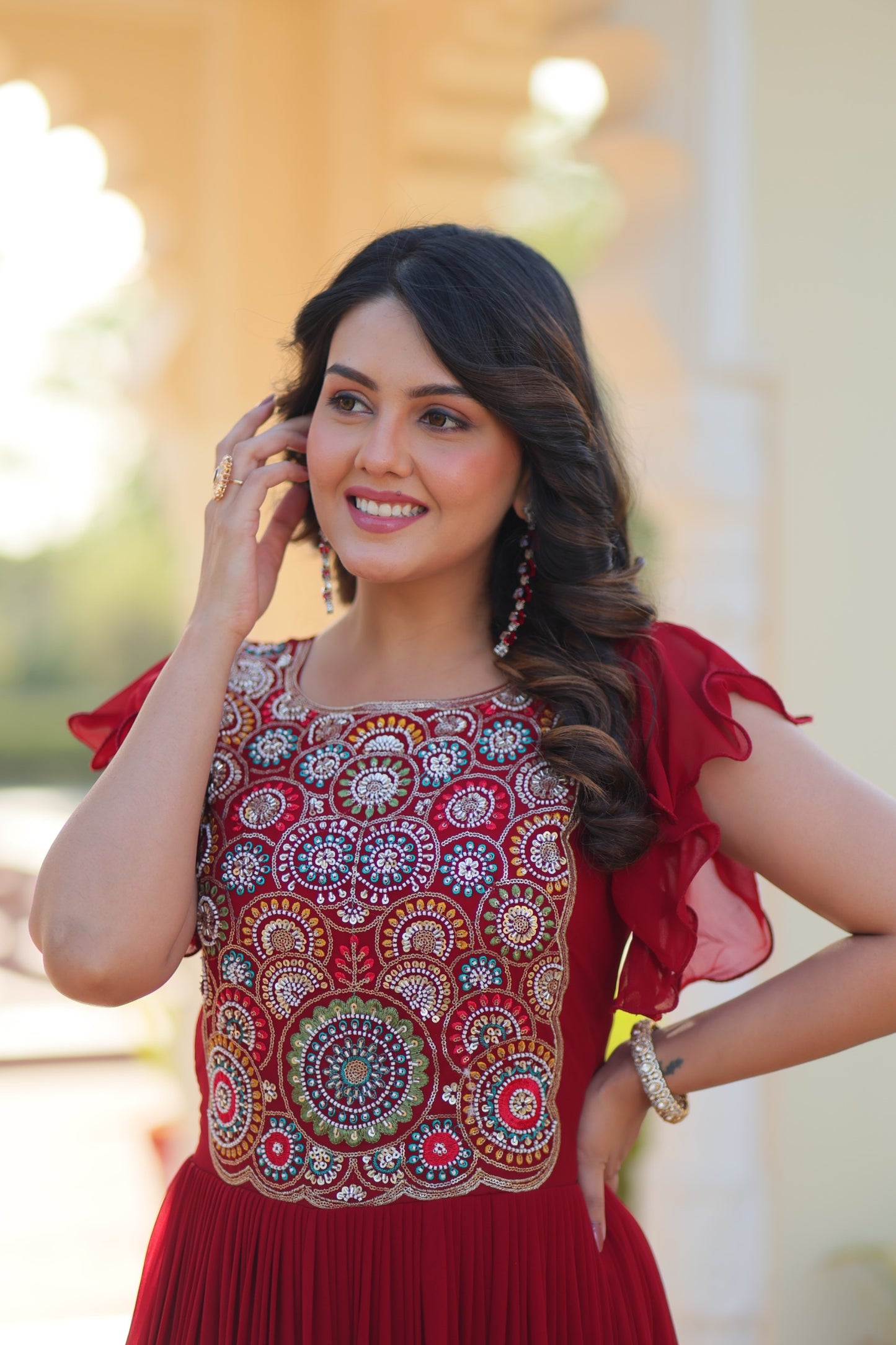 Designer Embroidered Blooming Maxi Dress