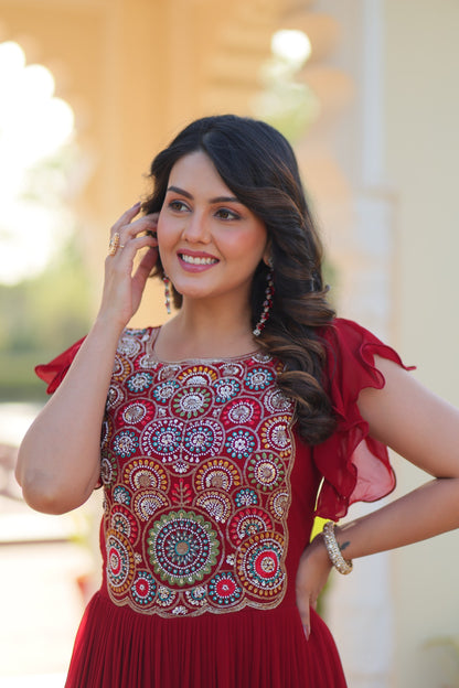 Designer Embroidered Blooming Maxi Dress