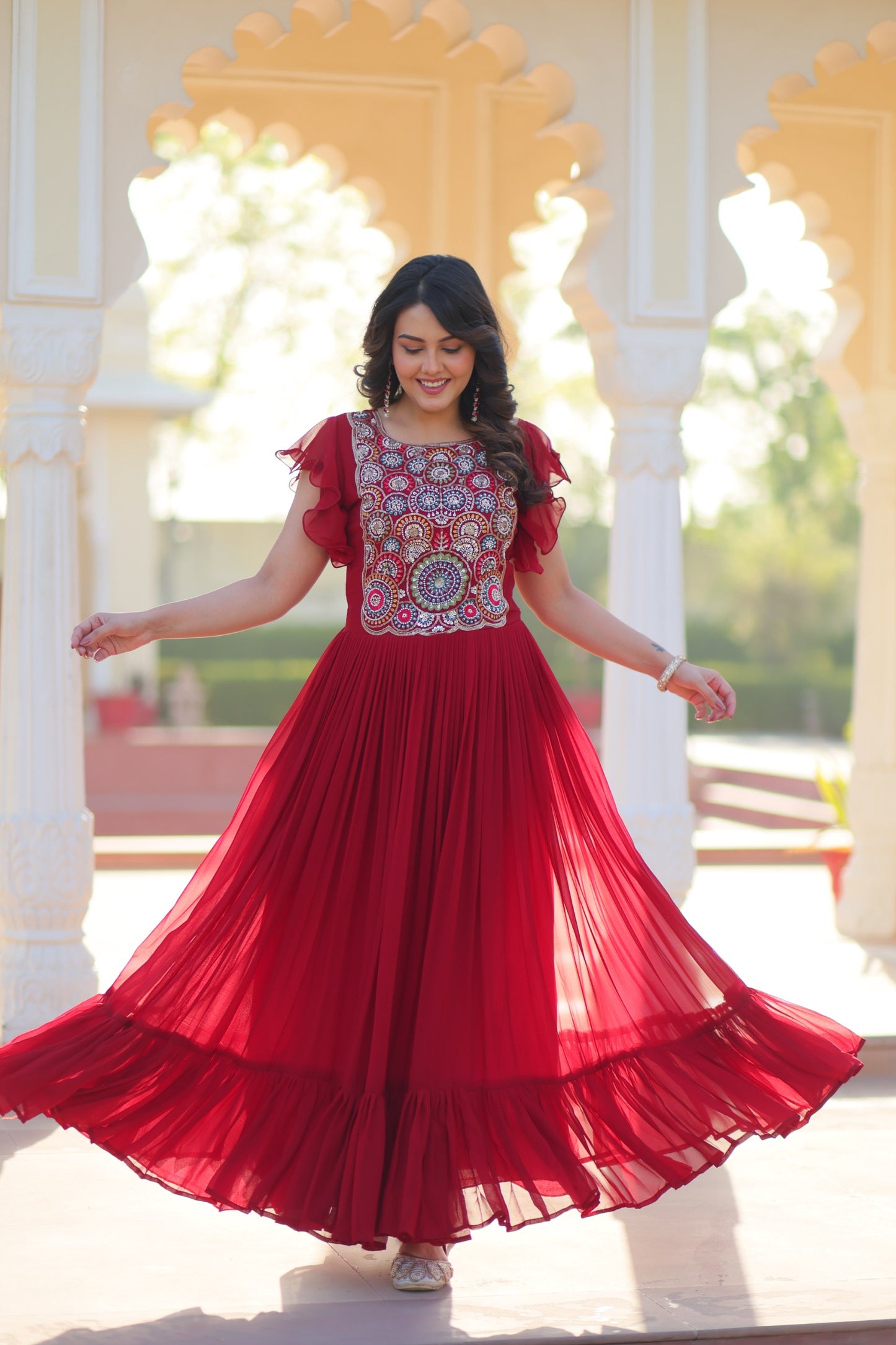 Designer Embroidered Blooming Maxi Dress