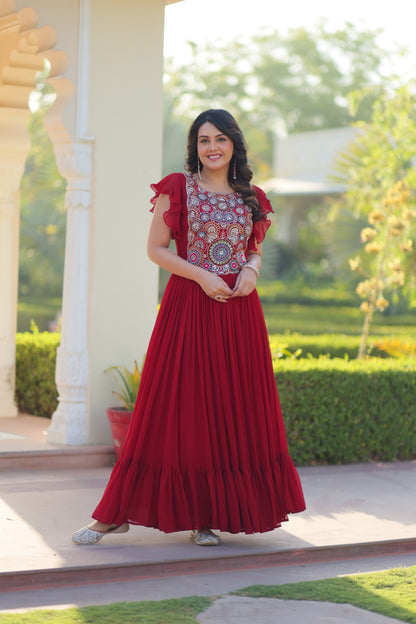Designer Embroidered Blooming Maxi Dress