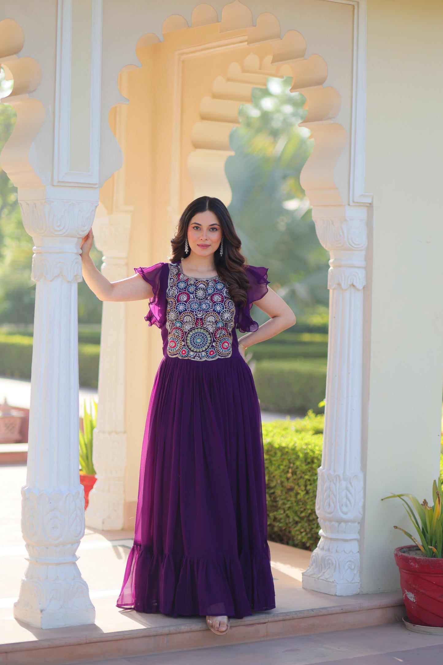Designer Embroidered Blooming Maxi Dress