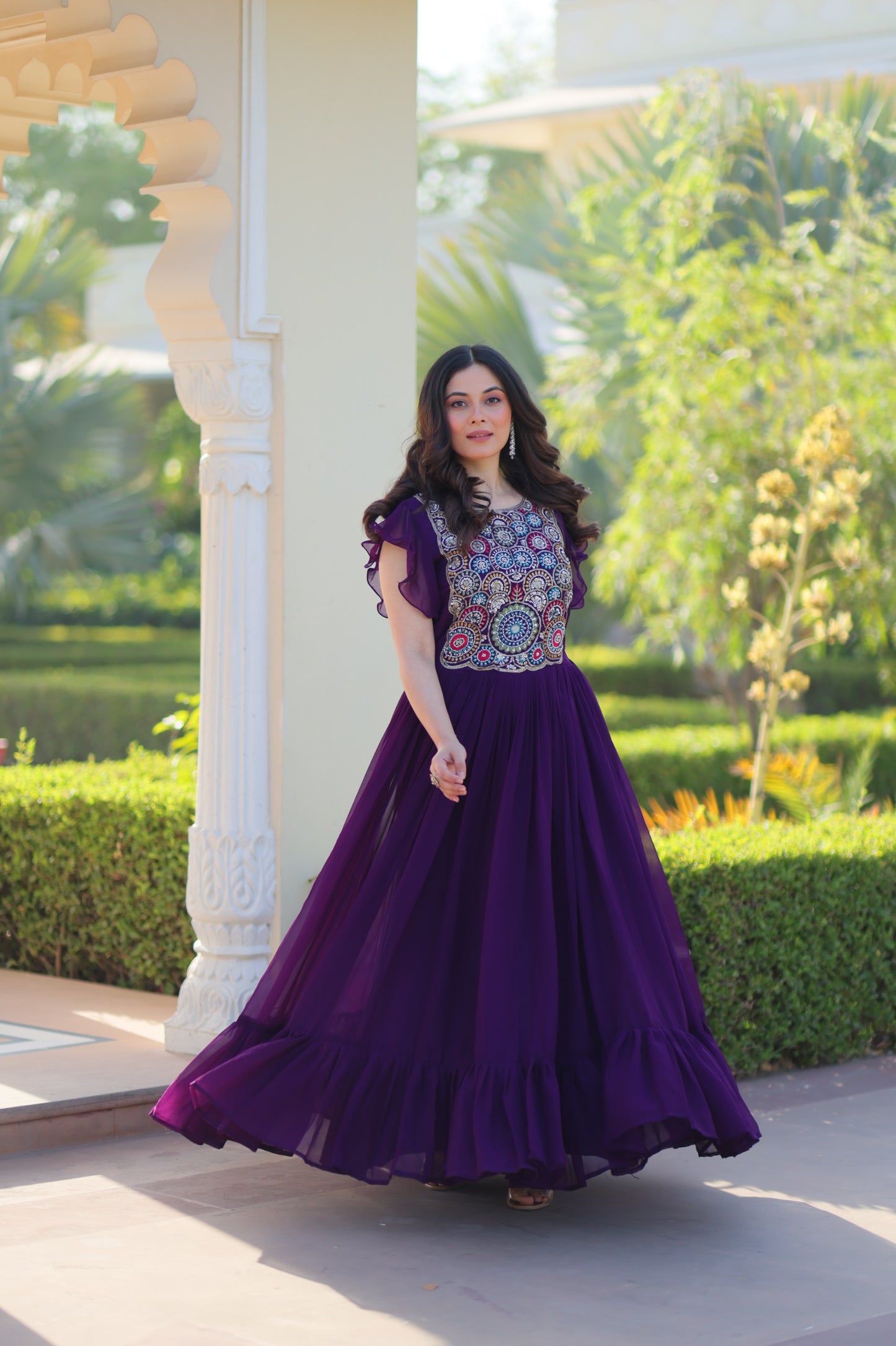Designer Embroidered Blooming Maxi Dress