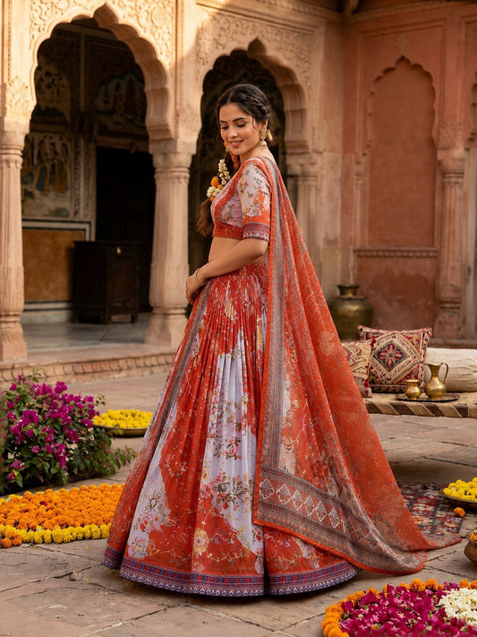 Premium Tabby Silk Embroidered Lehenga Choli Set