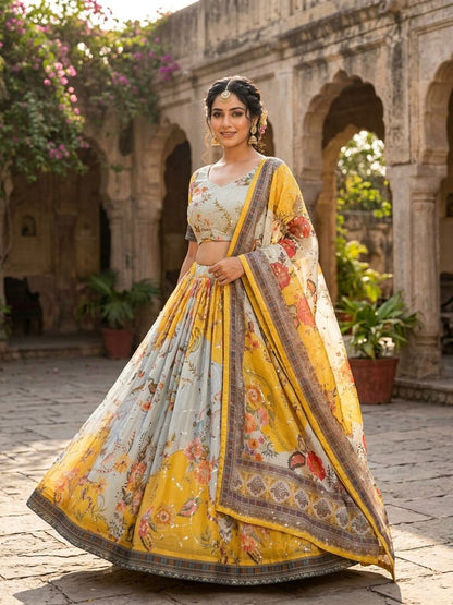 Premium Tabby Silk Embroidered Lehenga Choli Set