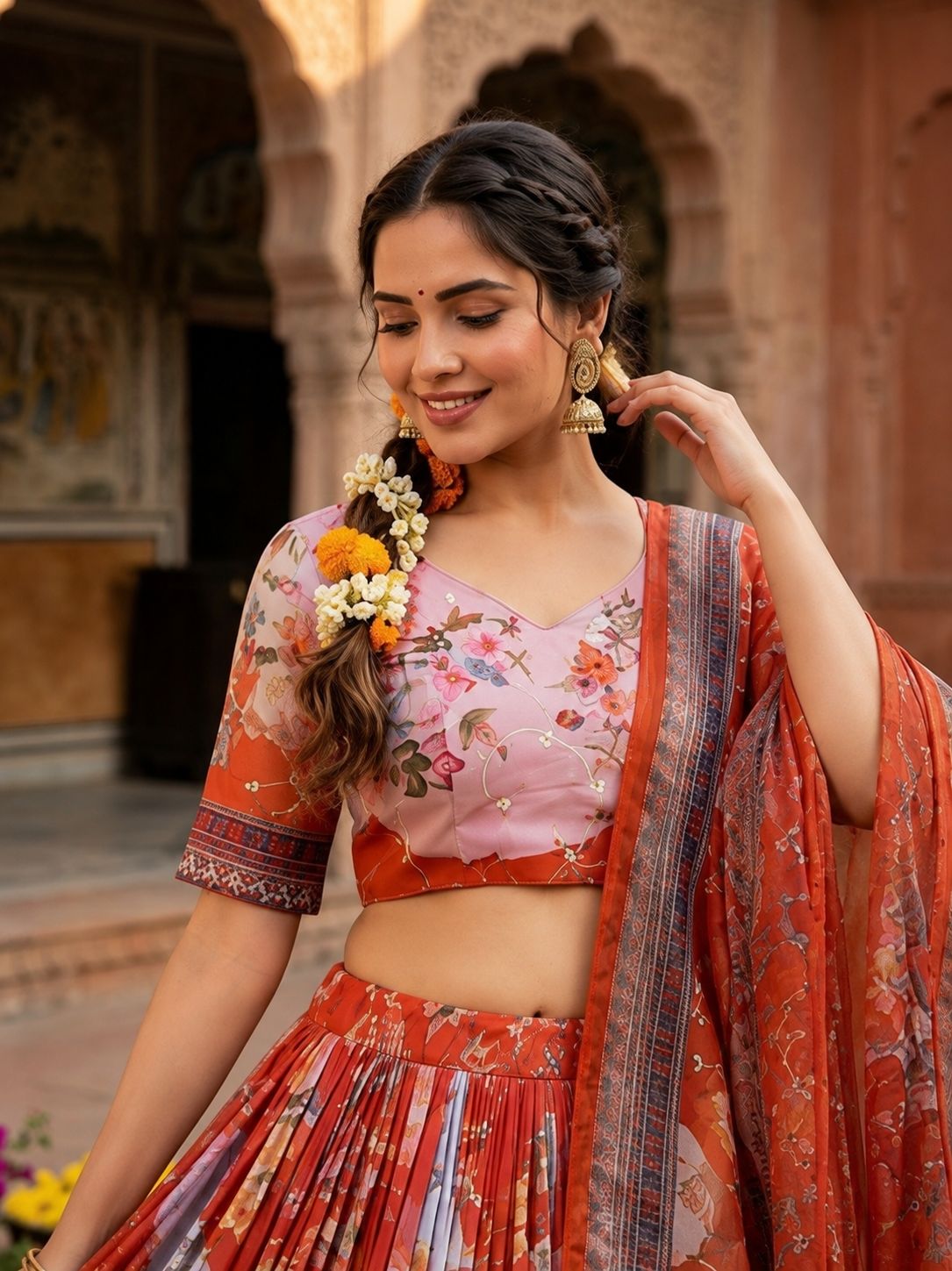 Premium Tabby Silk Embroidered Lehenga Choli Set