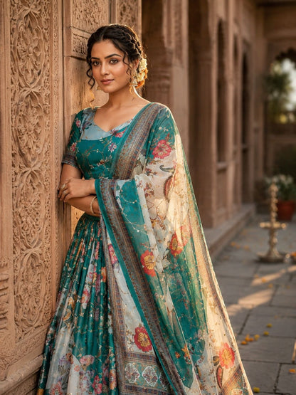Premium Tabby Silk Embroidered Lehenga Choli Set