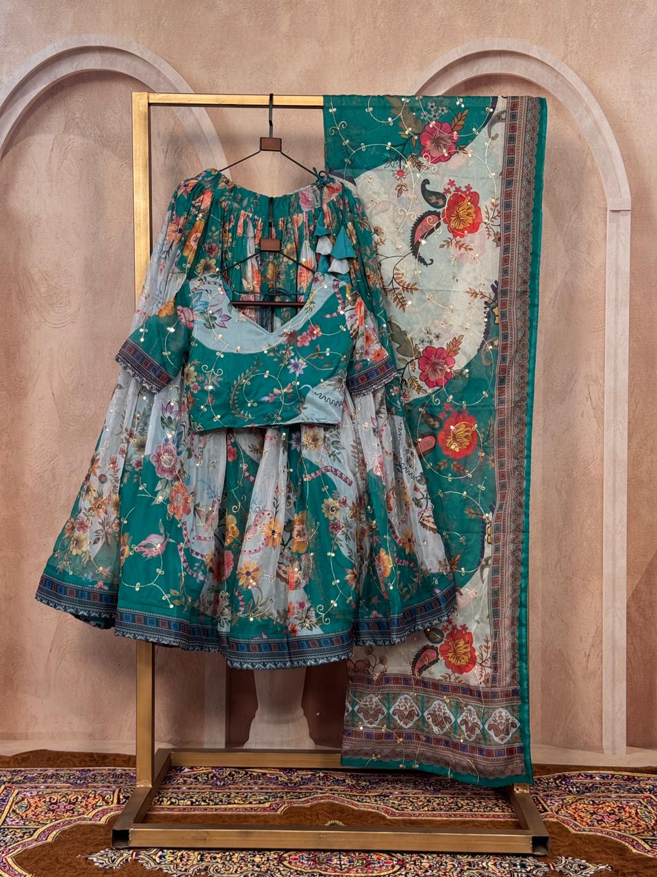Premium Tabby Silk Embroidered Lehenga Choli Set