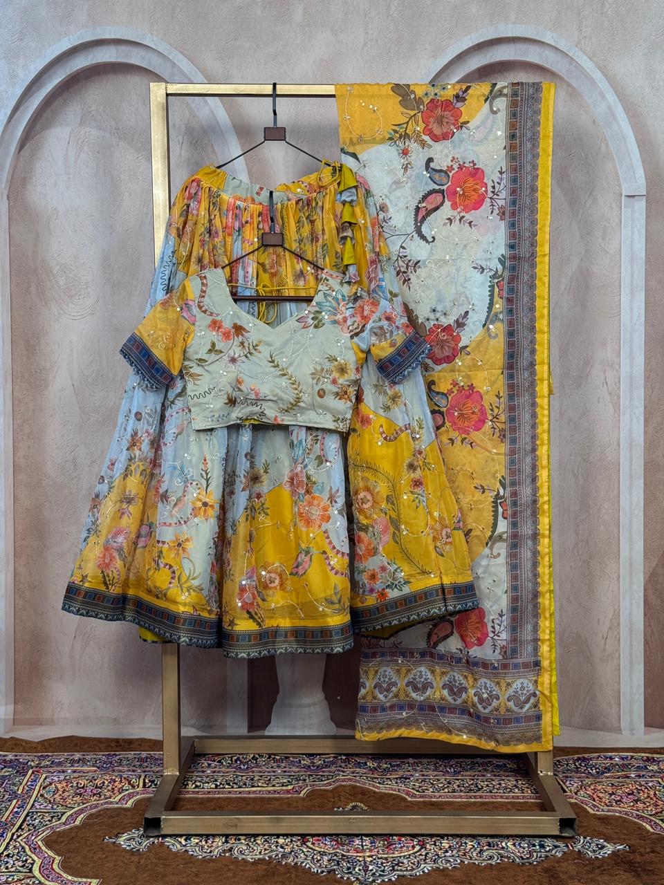 Premium Tabby Silk Embroidered Lehenga Choli Set