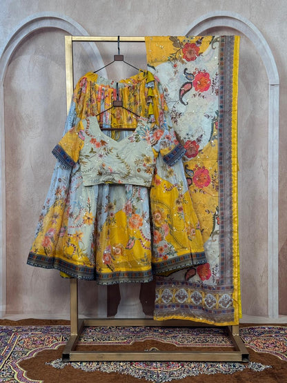 Premium Tabby Silk Embroidered Lehenga Choli Set