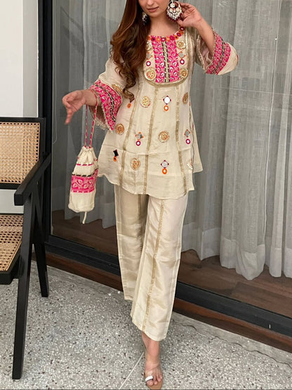 Trendy Mirror Embroidered Co-ord Set