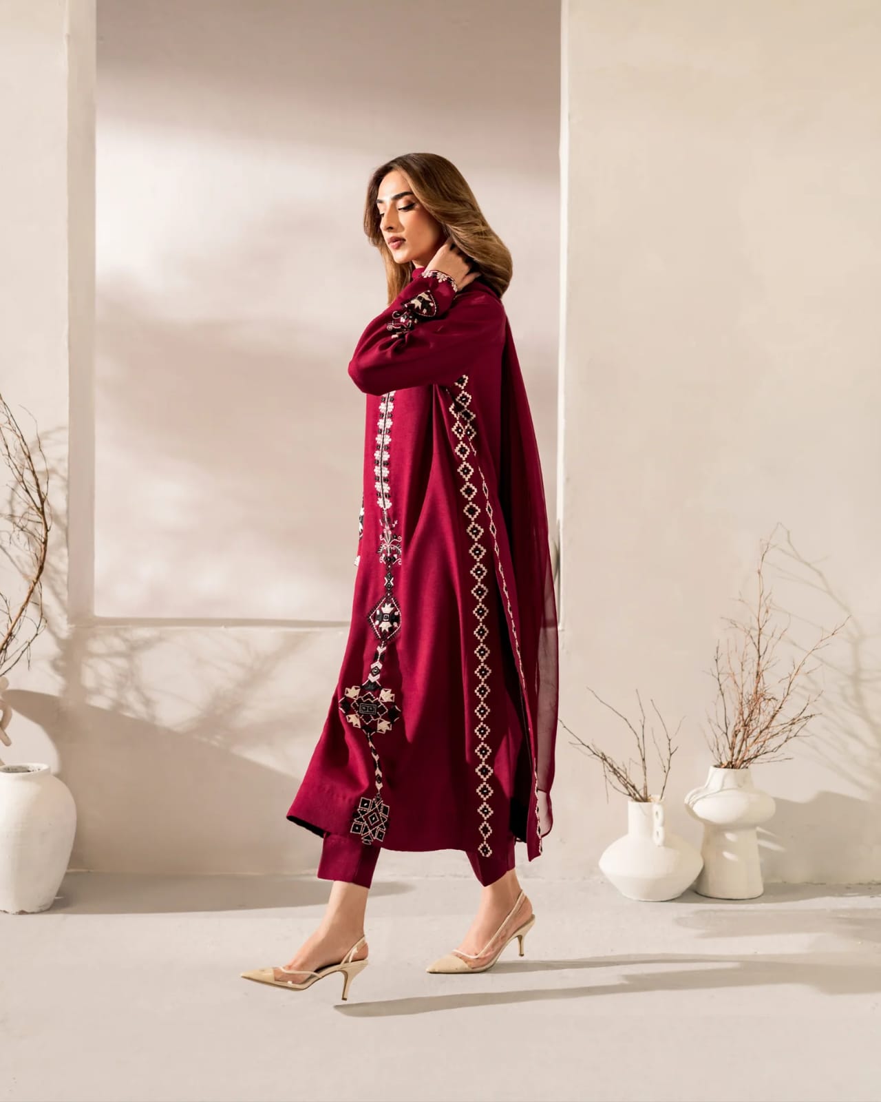 Designer Silk Suit Set With Gorgeous Embroidery