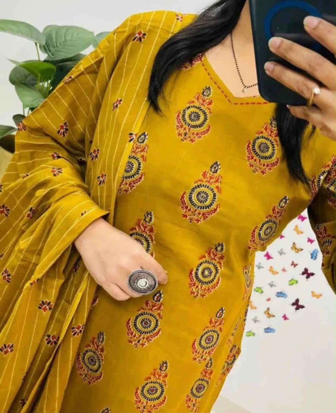 Elegant Rayon Cotton Kurta Set With Printed Dupatta