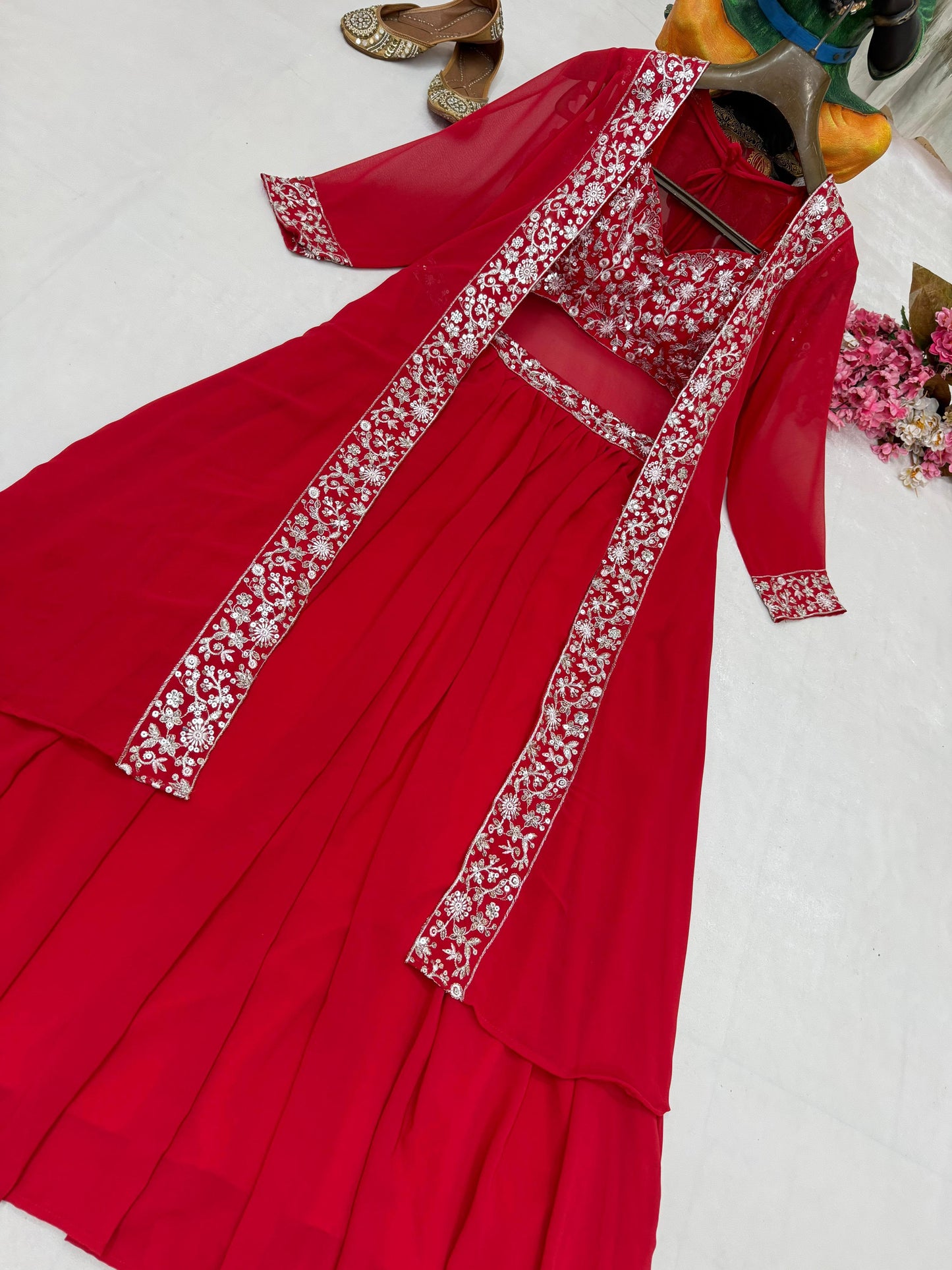 Premium Mustard Yellow Indo-Western Lehenga Choli Set