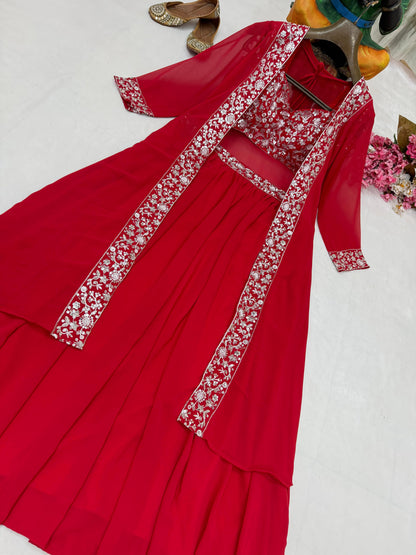 Premium Mustard Yellow Indo-Western Lehenga Choli Set