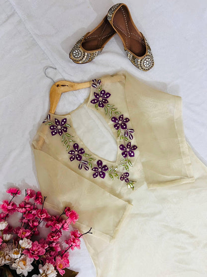 Organza Embroidered 3-Piece Kurti Set