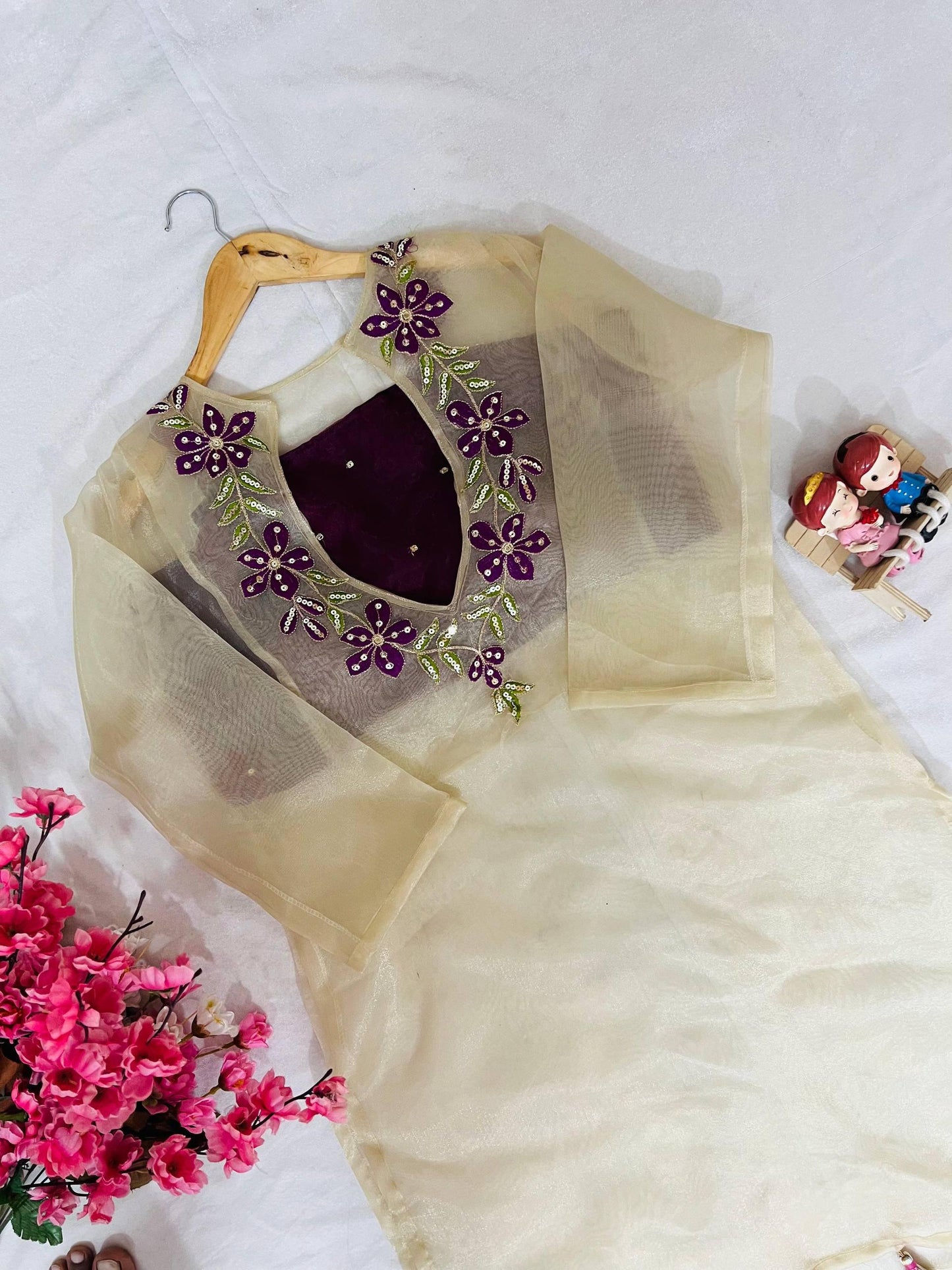 Organza Embroidered 3-Piece Kurti Set