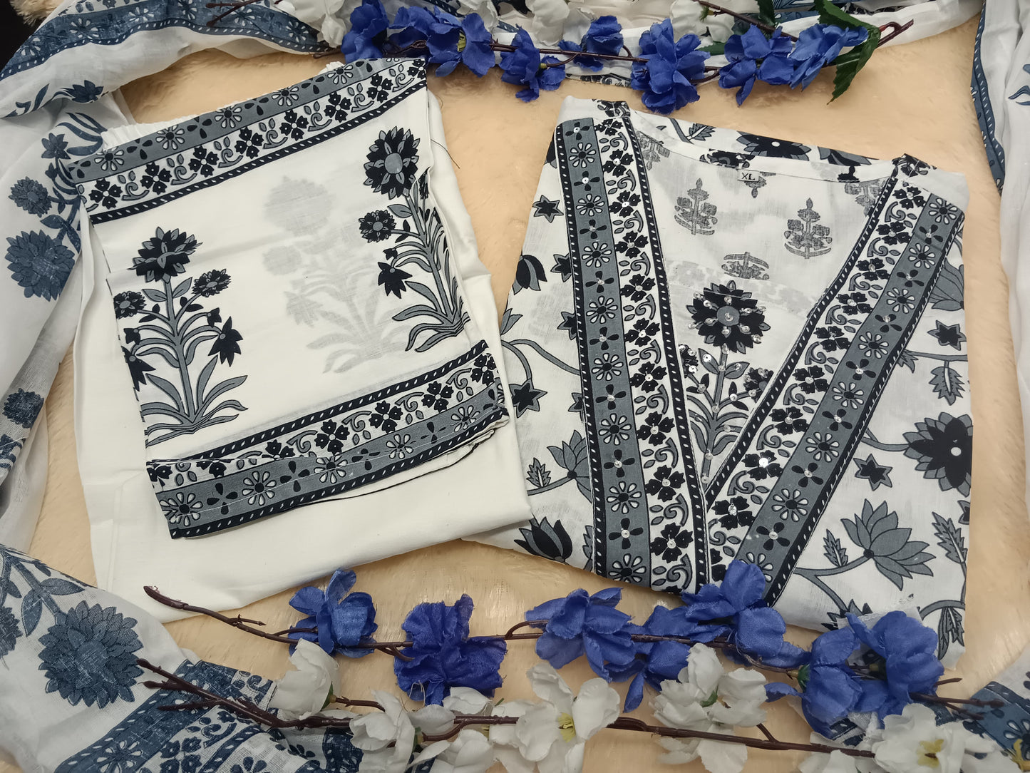 Summer Floral Summer Cotton Kurta Set
