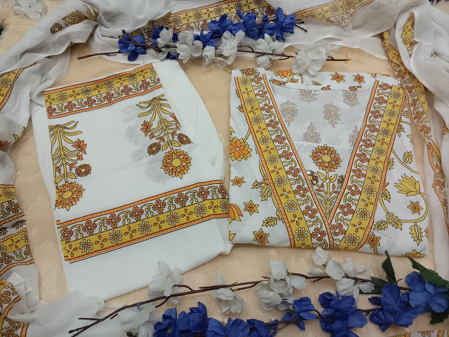 Summer Floral Summer Cotton Kurta Set