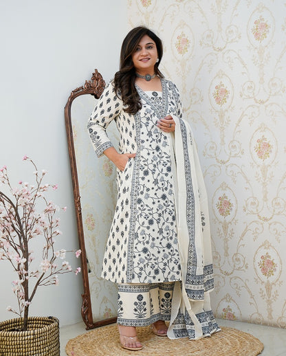 Summer Floral Summer Cotton Kurta Set