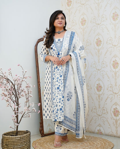 Summer Floral Summer Cotton Kurta Set
