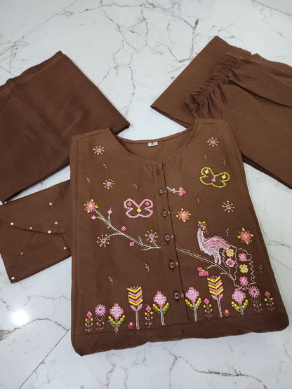 Stylish Embroidered Cotton Kurta 3-Piece Set