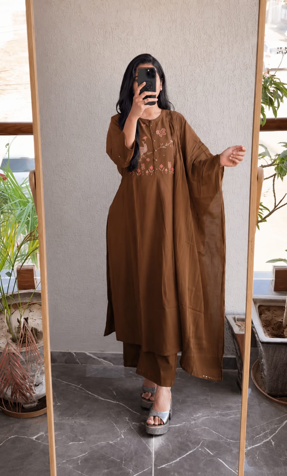 Stylish Embroidered Cotton Kurta 3-Piece Set