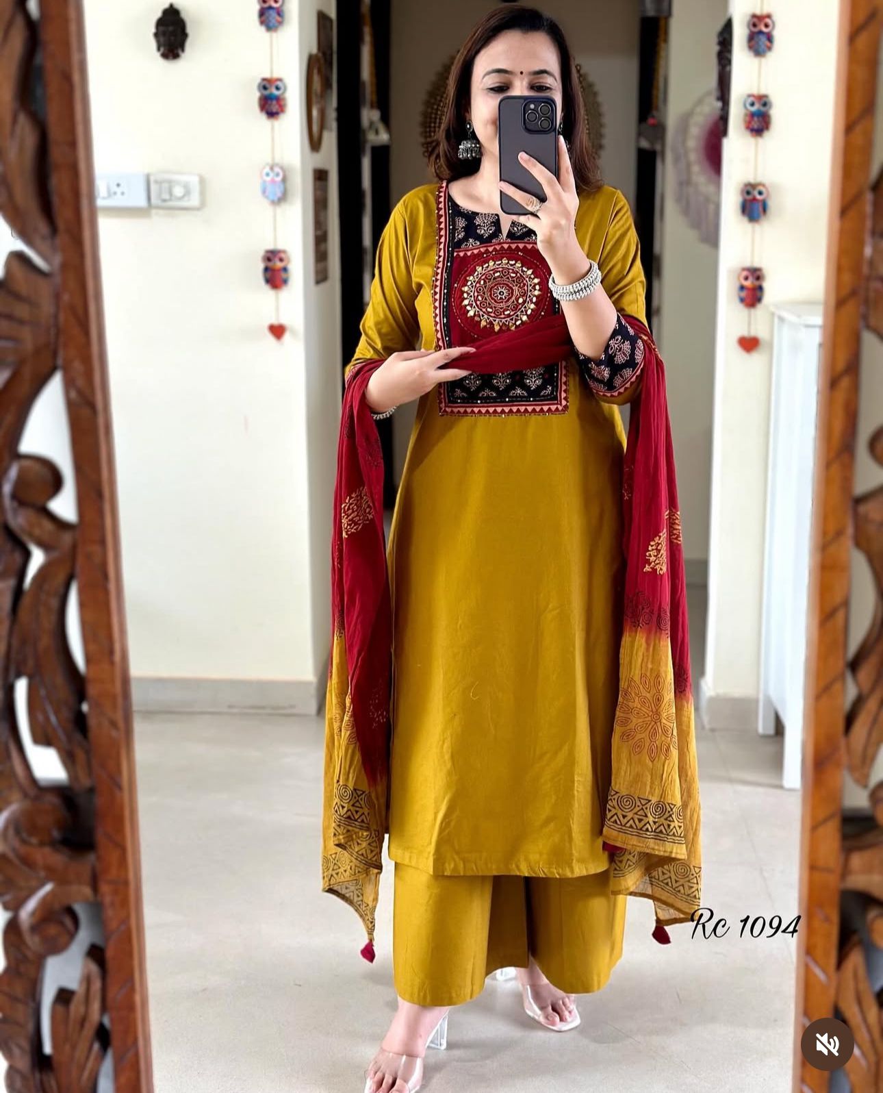 Vibrant Yellow  Embroidered Cotton Kurta Set