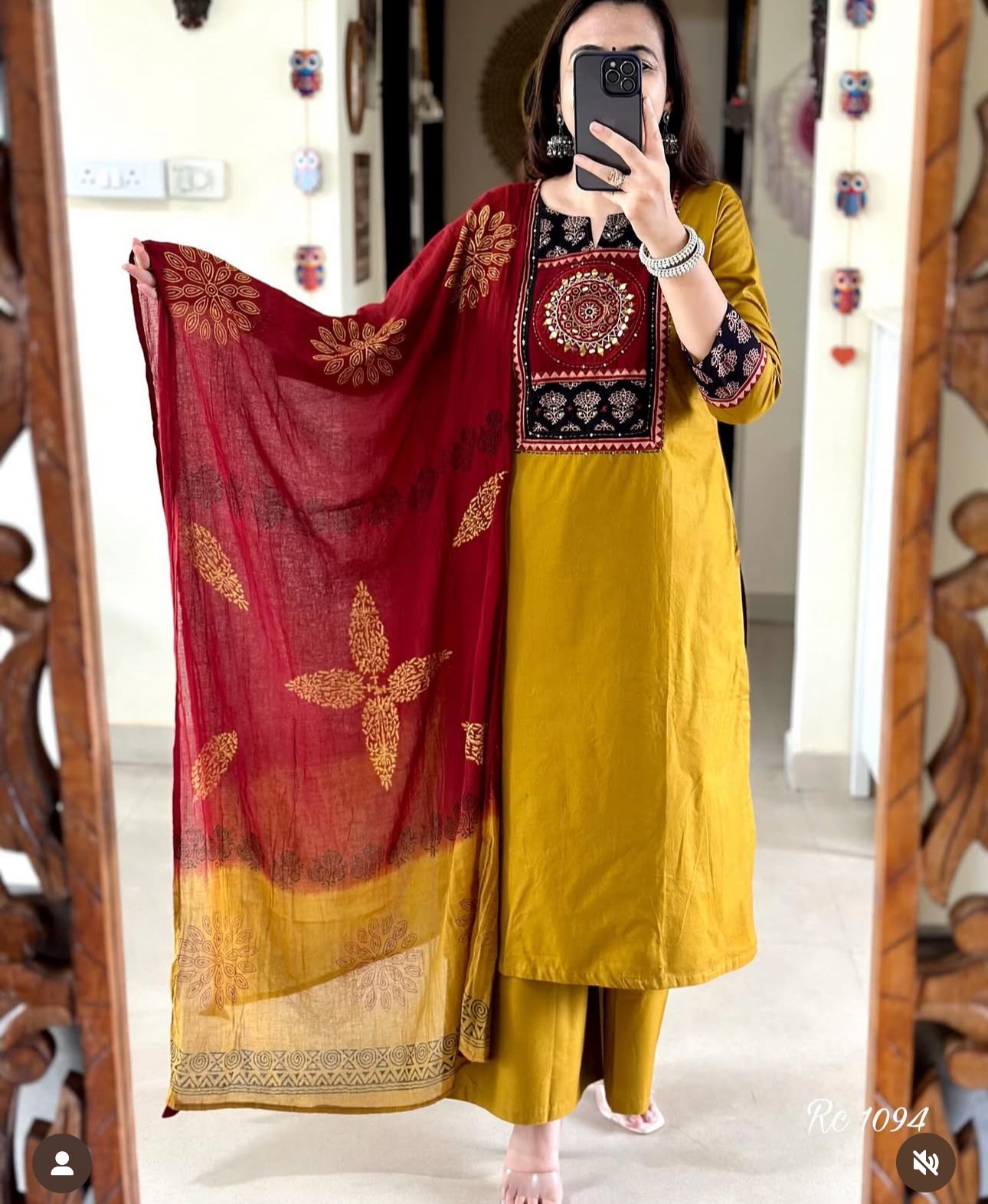 Vibrant Yellow  Embroidered Cotton Kurta Set