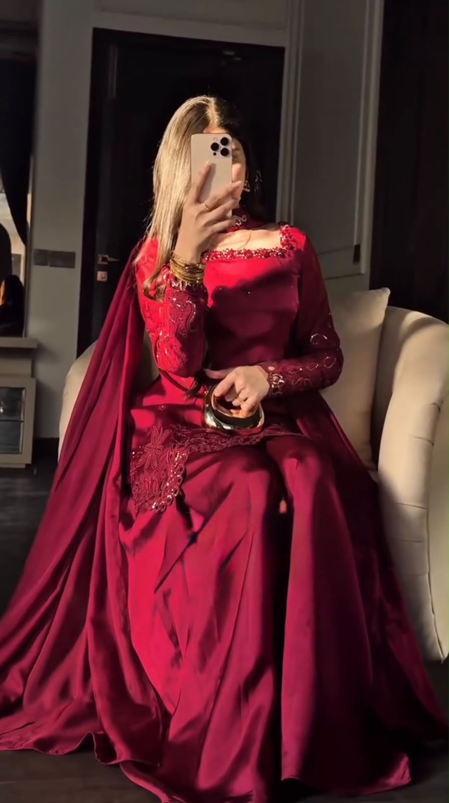 Stunning Red 3-piece Fendy Silk Suit Set