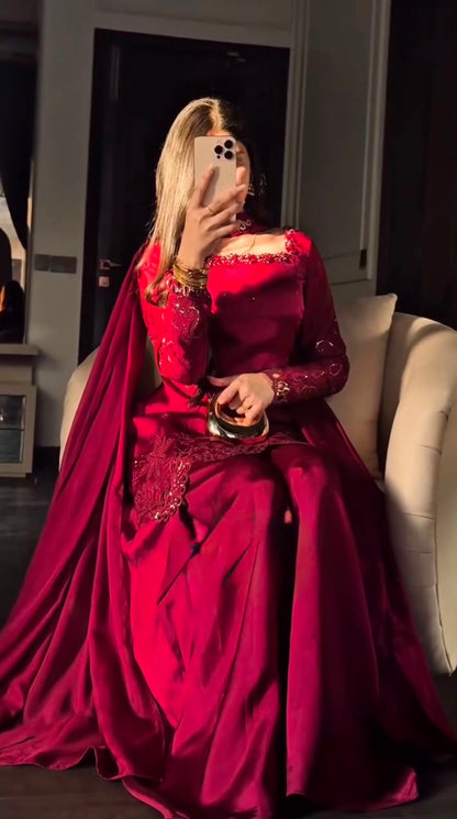 Stunning Red 3-piece Fendy Silk Suit Set
