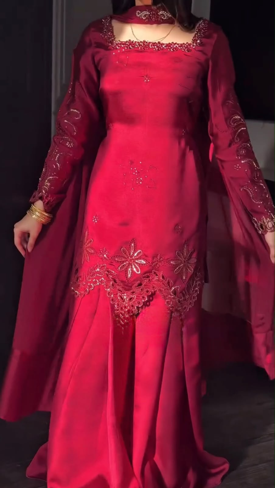 Stunning Red 3-piece Fendy Silk Suit Set