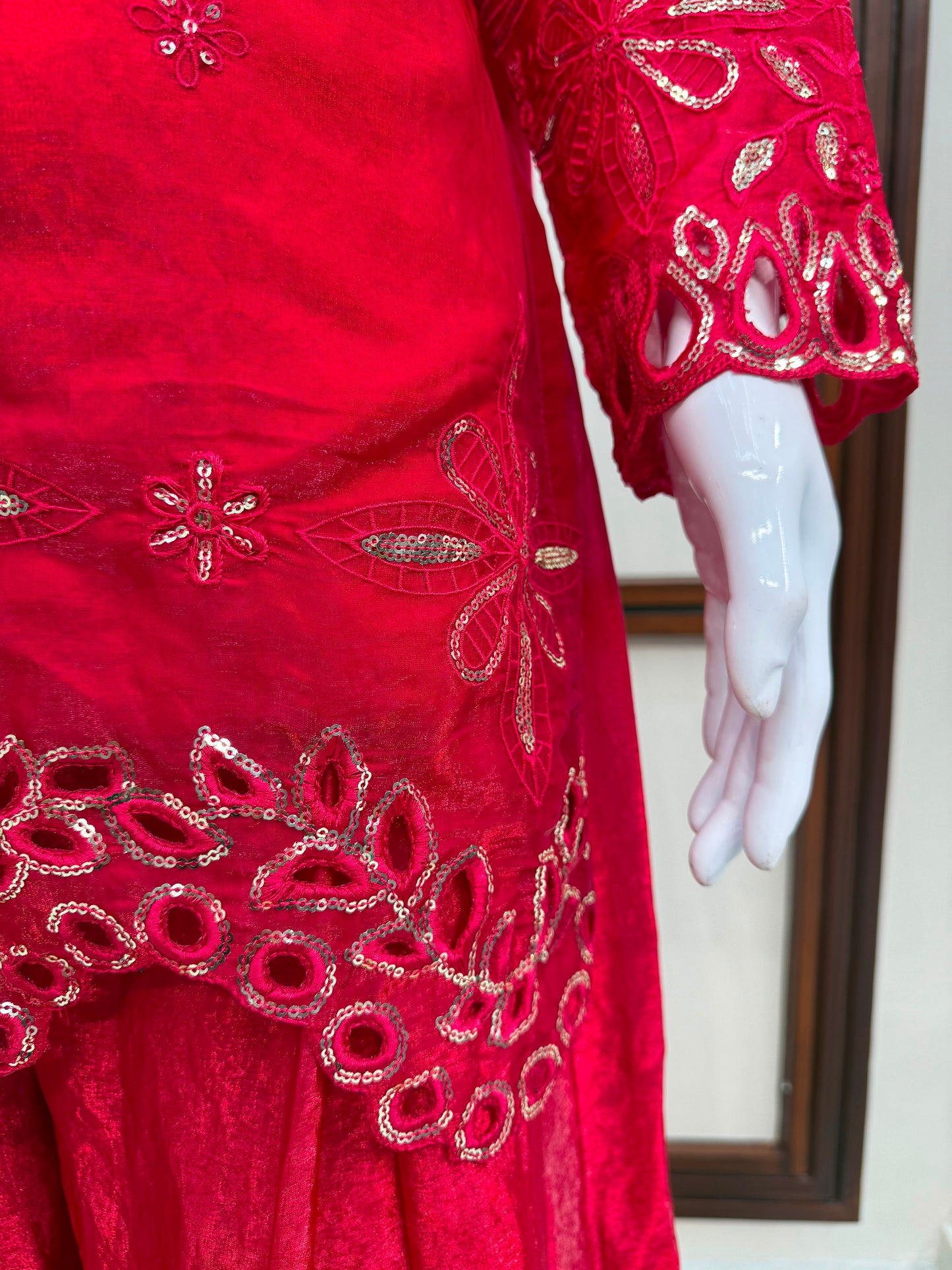 Stunning Red 3-piece Fendy Silk Suit Set