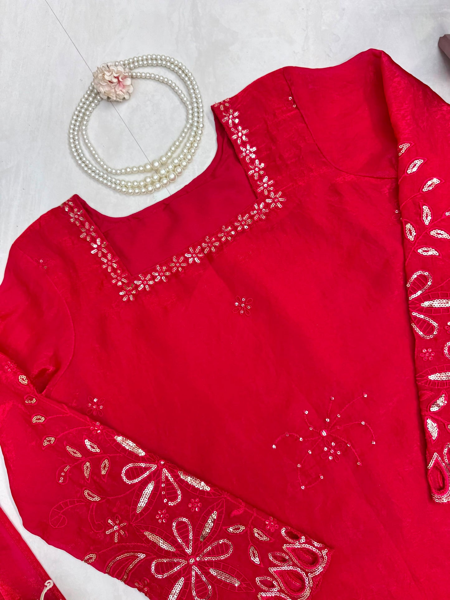 Stunning Red 3-piece Fendy Silk Suit Set