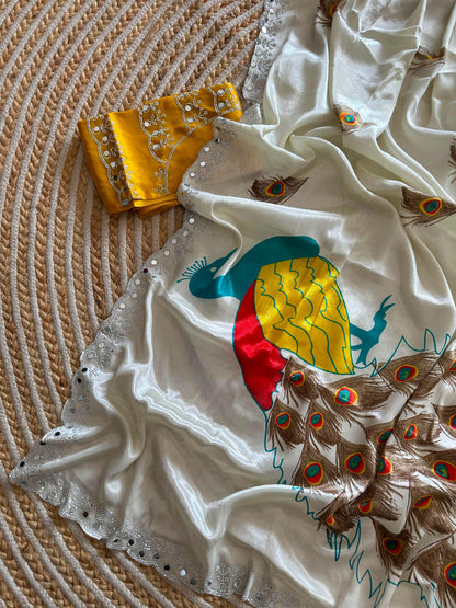 Morla Designer Chinon Silk Saree