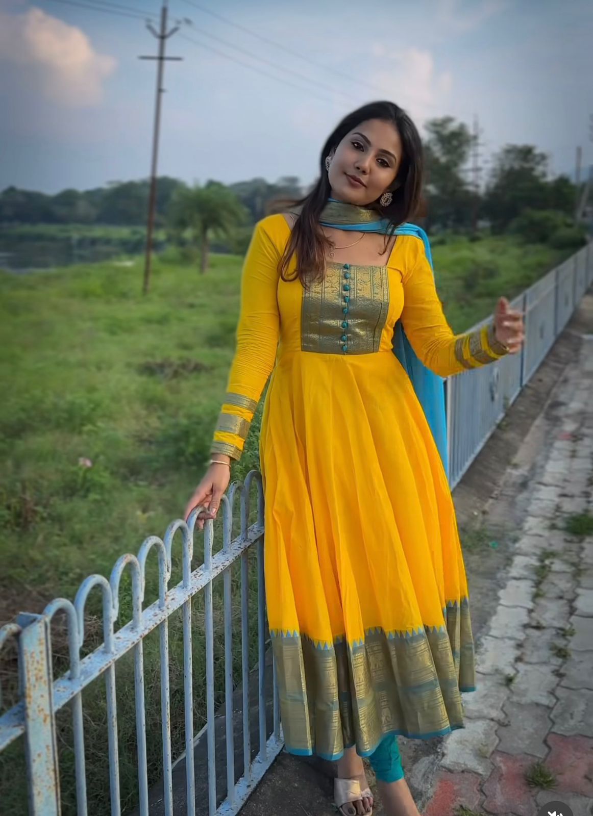 Traditional Yellow Chanderi Cotton Kurta Set
