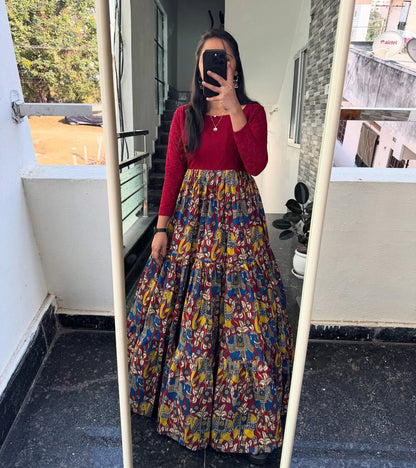 Charming Traditional Kalamkari Anarkali Dress