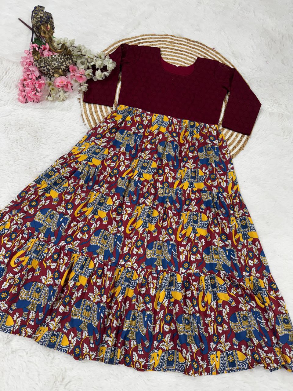 Charming Traditional Kalamkari Anarkali Dress