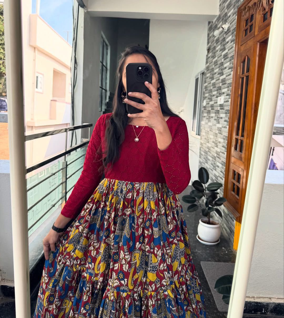 Charming Traditional Kalamkari Anarkali Dress