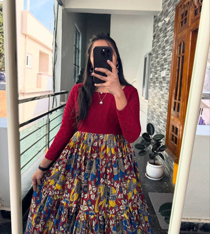 Charming Traditional Kalamkari Anarkali Dress