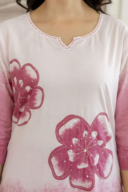 Stylish Tie-Dye Print Cotton Kurta Set