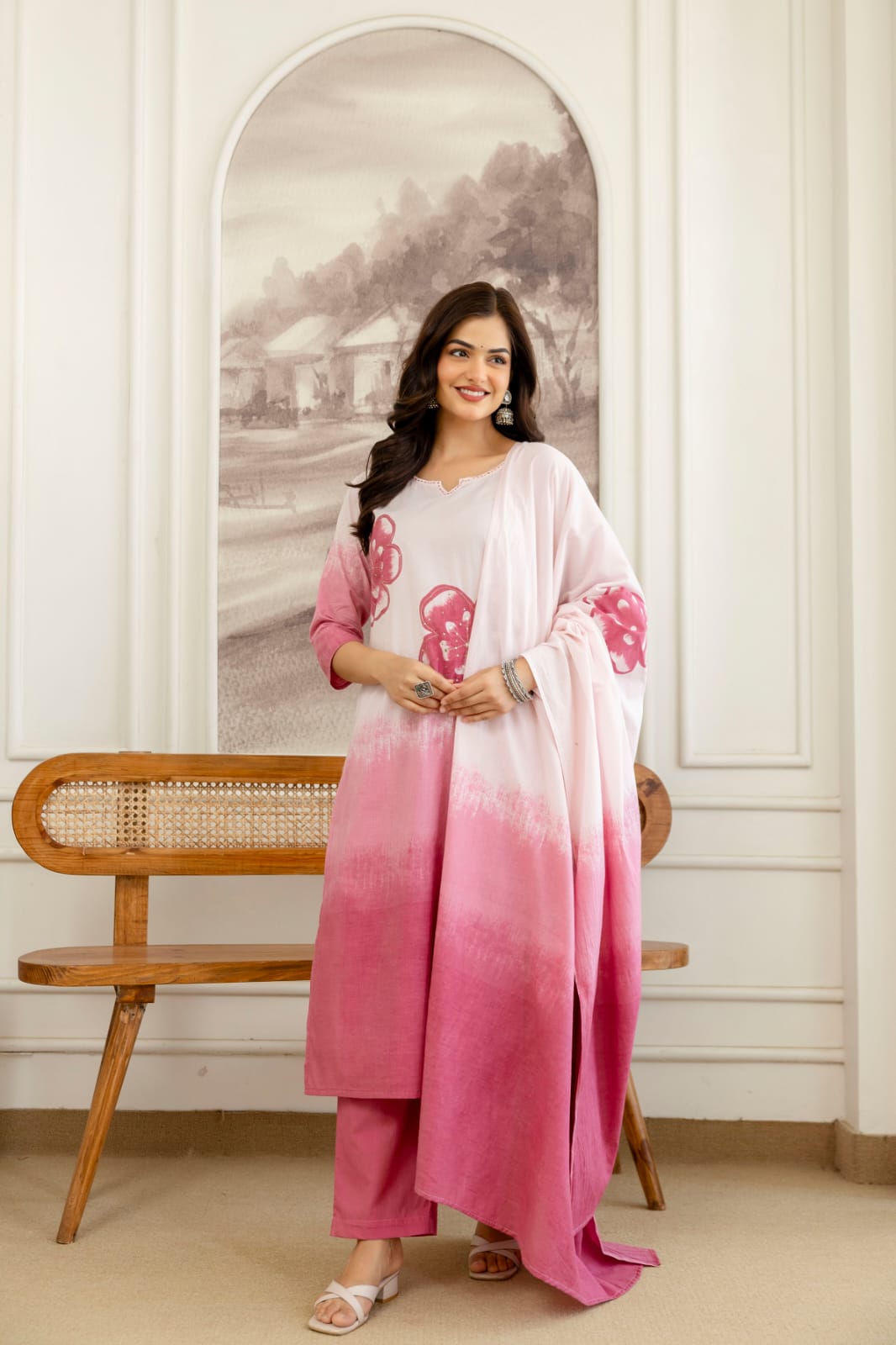 Stylish Tie-Dye Print Cotton Kurta Set