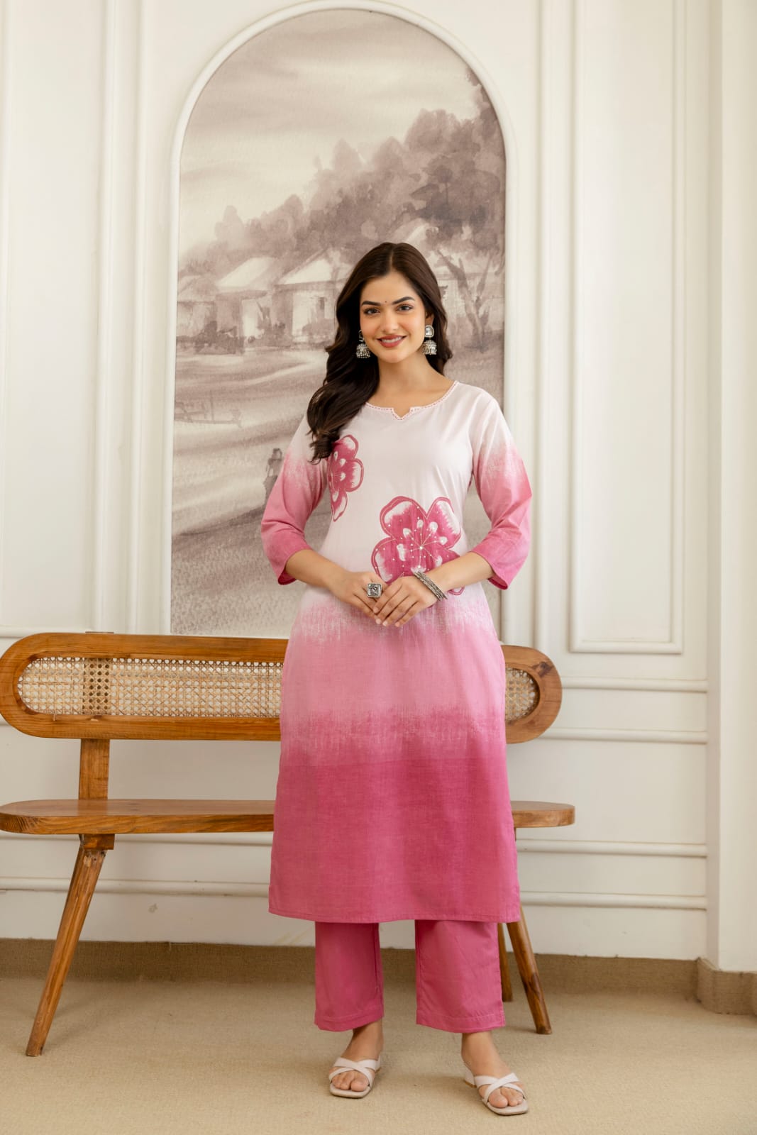 Stylish Tie-Dye Print Cotton Kurta Set
