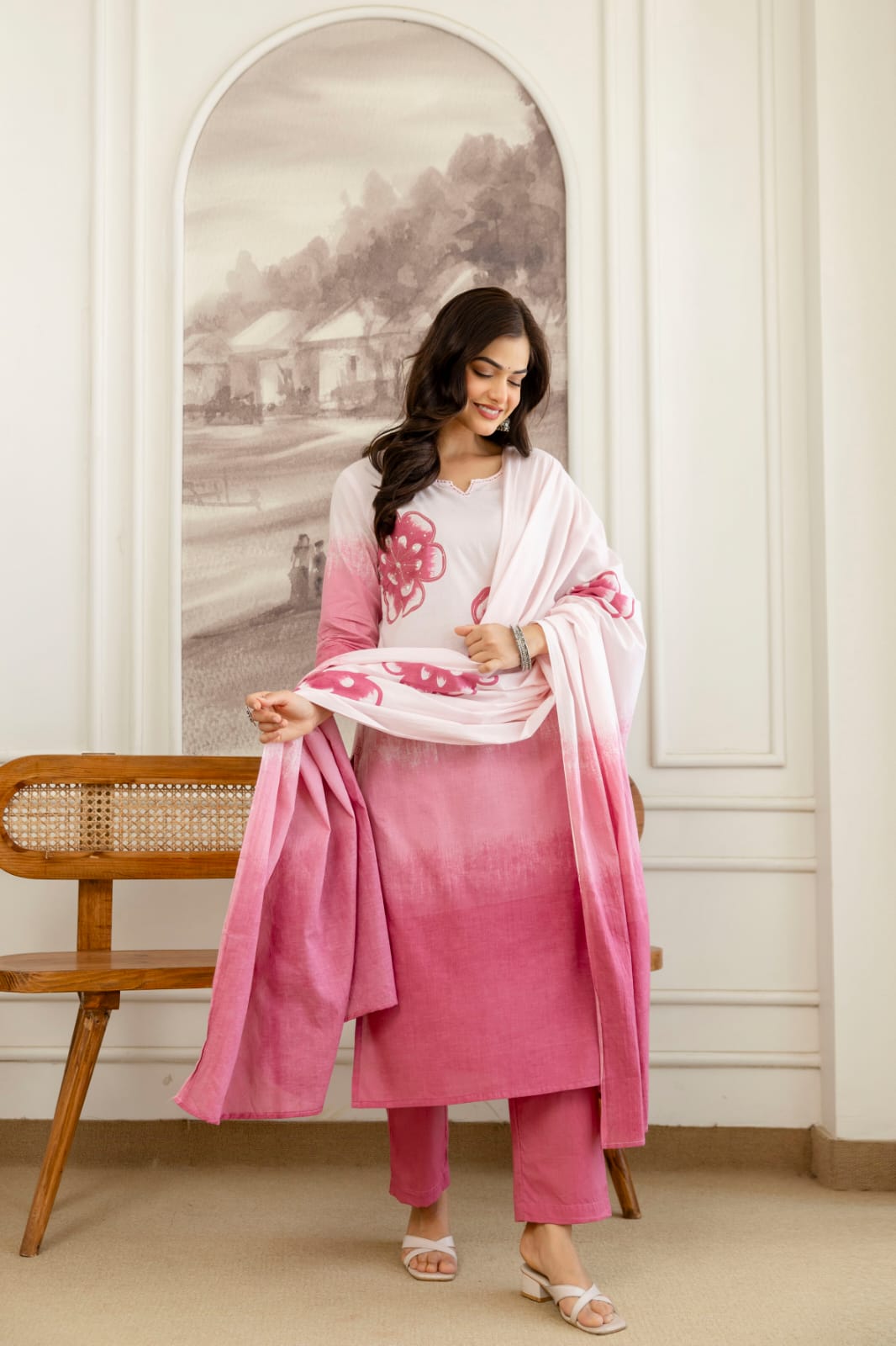 Stylish Tie-Dye Print Cotton Kurta Set