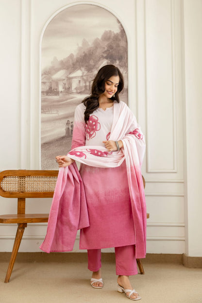 Stylish Tie-Dye Print Cotton Kurta Set