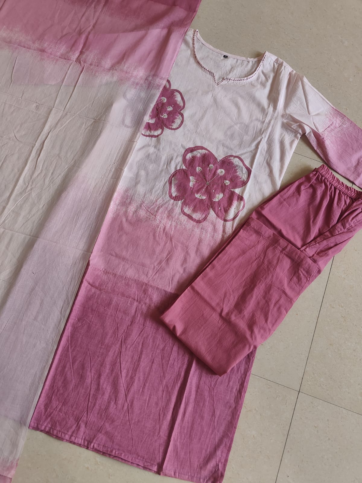 Stylish Tie-Dye Print Cotton Kurta Set