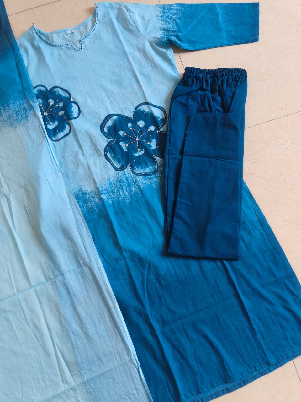 Stylish Tie-Dye Print Cotton Kurta Set